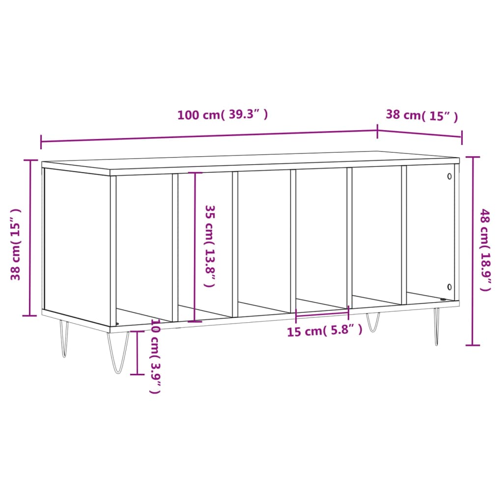 vidaXL Plattenschrank Räuchereiche 100x38x48 cm Holzwerkstoff