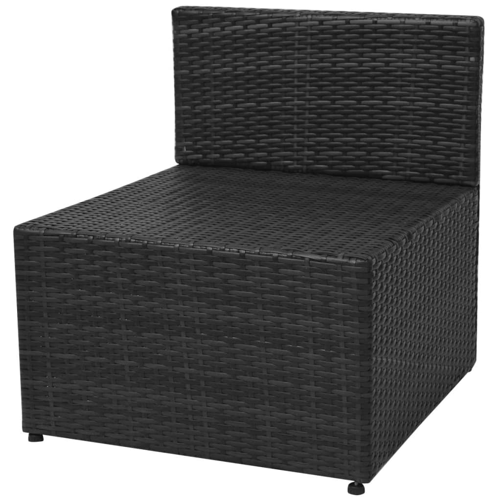 vidaXL 5-tlg. Garten-Lounge-Set mit Auflagen Poly Rattan Schwarz