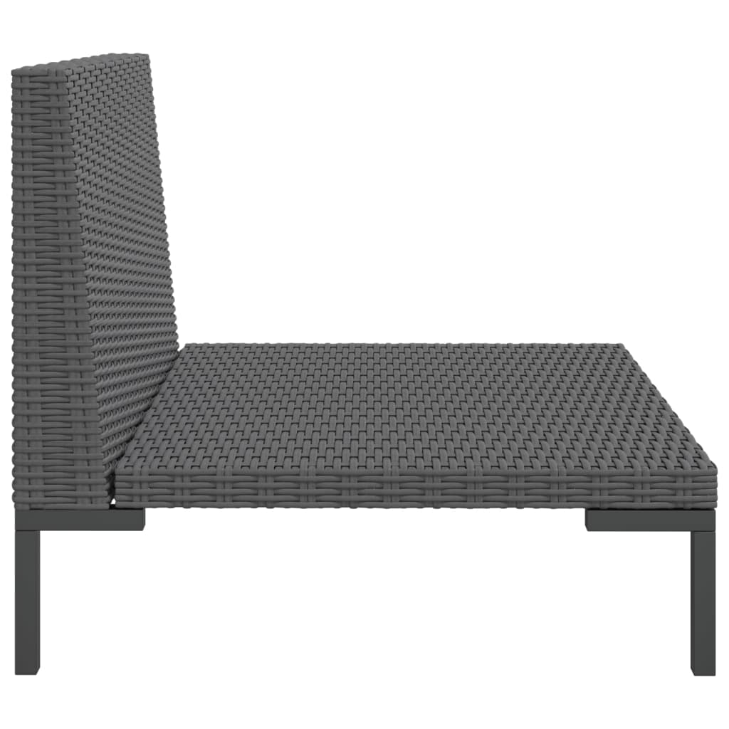 vidaXL Gartensofas 2 Stk. mit Kissen Halbrundes Poly Rattan