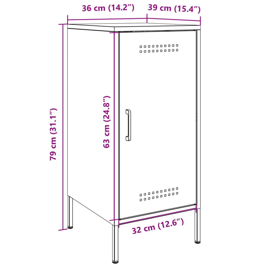 vidaXL Sideboard Weiß 36x39x79 cm Kaltgewalzter Stahl