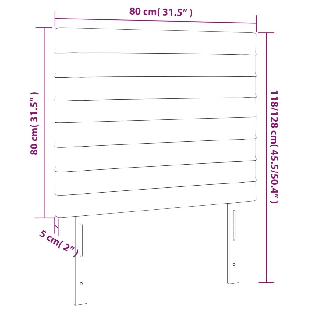 vidaXL LED Kopfteil Dunkelgrau 80x5x118/128 cm Samt