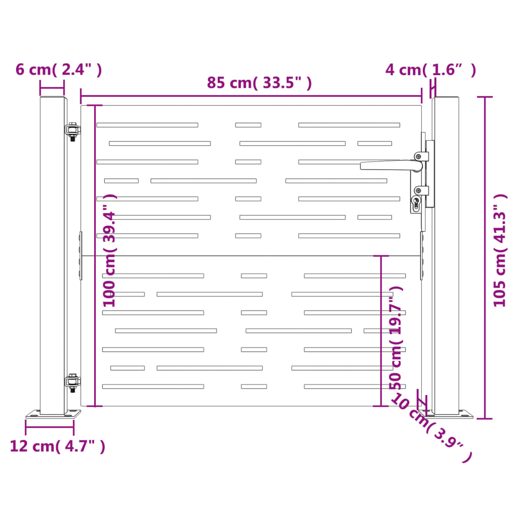 vidaXL Gartentor 105x105 cm Cortenstahl Quadratisches Design