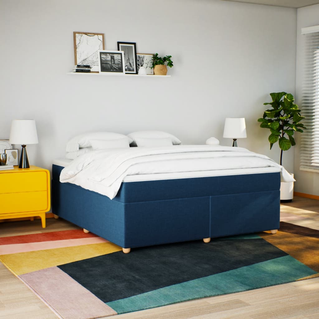 vidaXL Boxspringbett mit Matratze Blau 180x200 cm Stoff