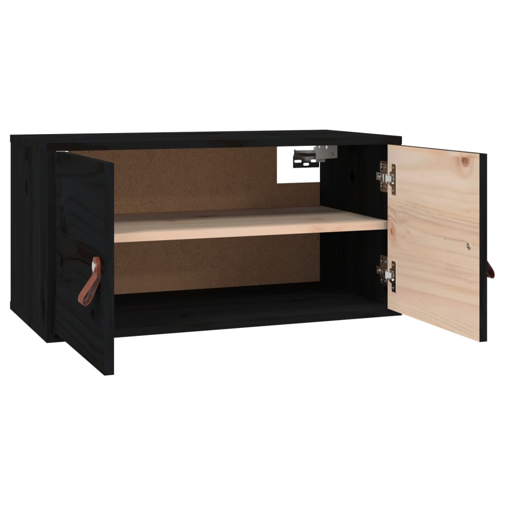 vidaXL Wandschrank Schwarz 60x30x30 cm Massivholz Kiefer