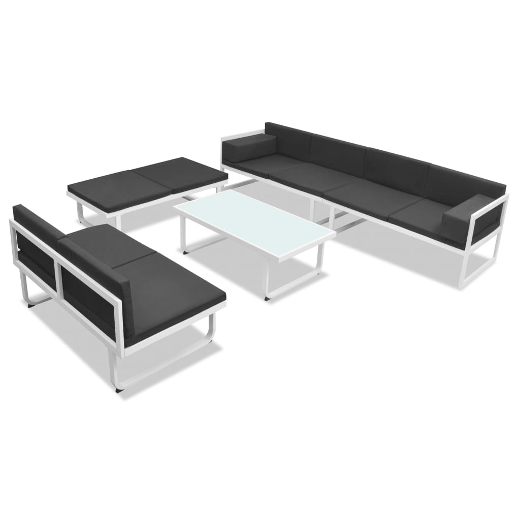 vidaXL 5-tlg. Garten-Lounge-Set Textilene Aluminium Schwarz