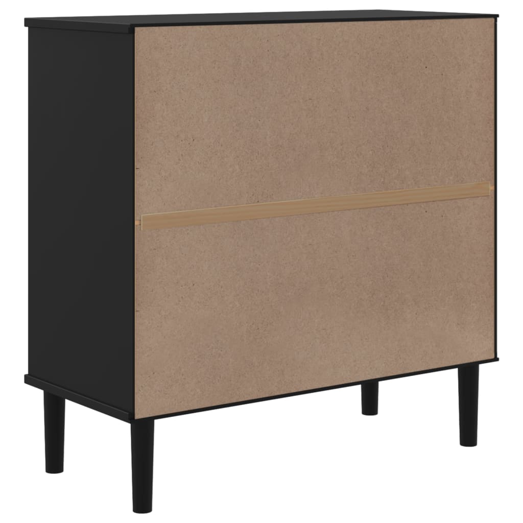 vidaXL Sideboard SENJA Rattan-Optik Schwarz 80x35x80 cm Kiefernholz