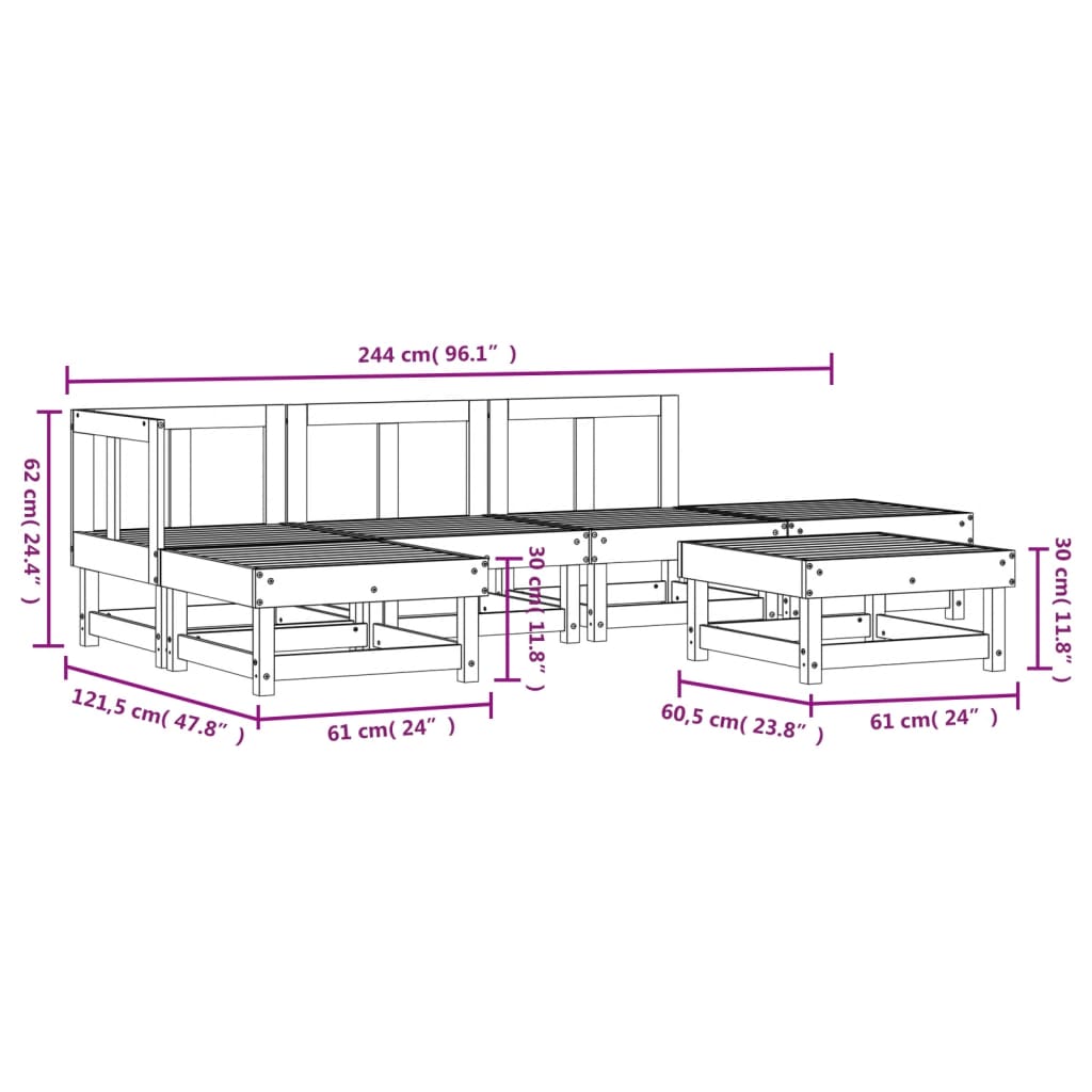 vidaXL 6-tlg. Garten-Lounge-Set Weiß Massivholz Kiefer