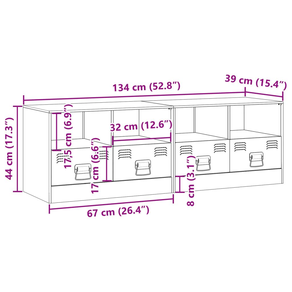 vidaXL TV-Schränke 2 Stk. Senfgelb 67x39x44 cm Stahl