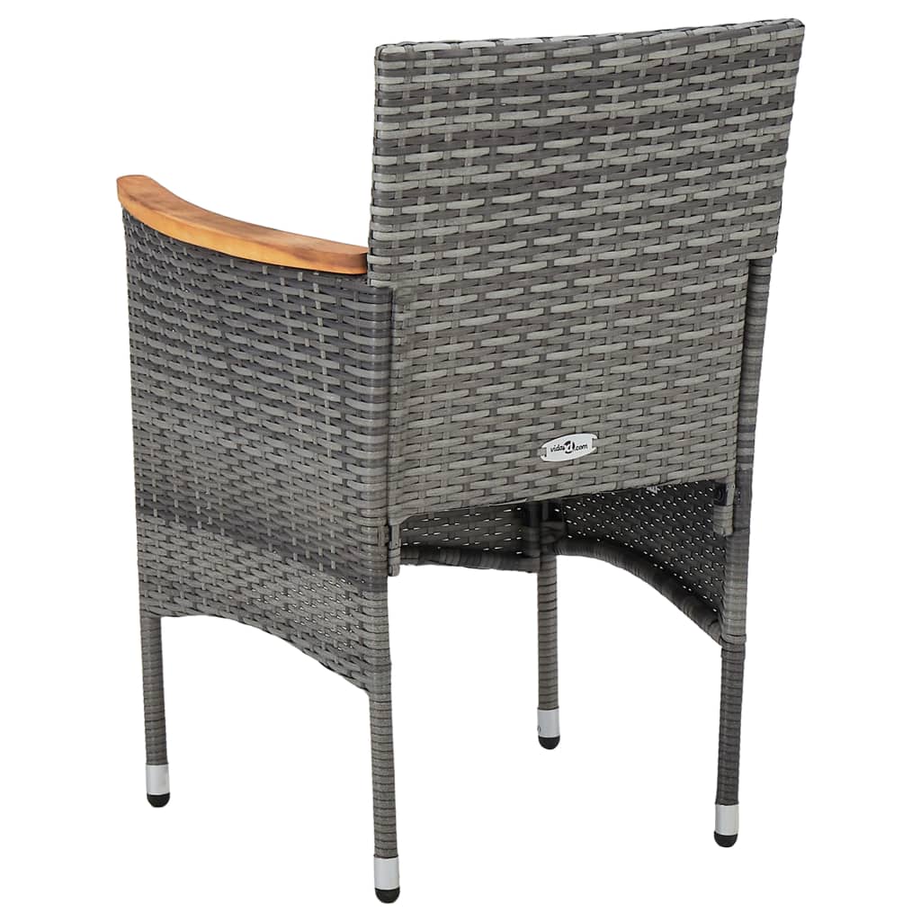 vidaXL Garten-Essstühle 2 Stk. Poly Rattan Grau