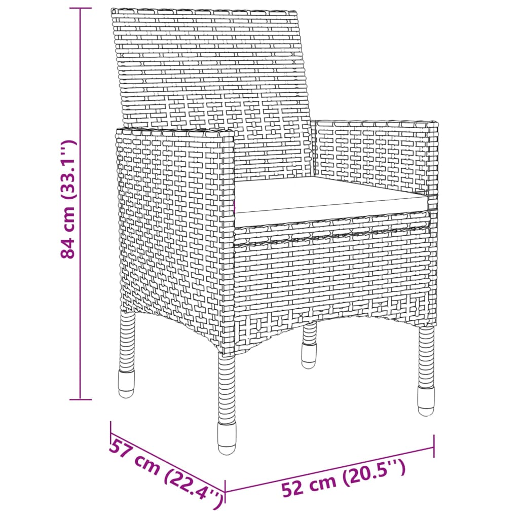 vidaXL 3-tlg. Garten-Essgruppe Poly Rattan Grau