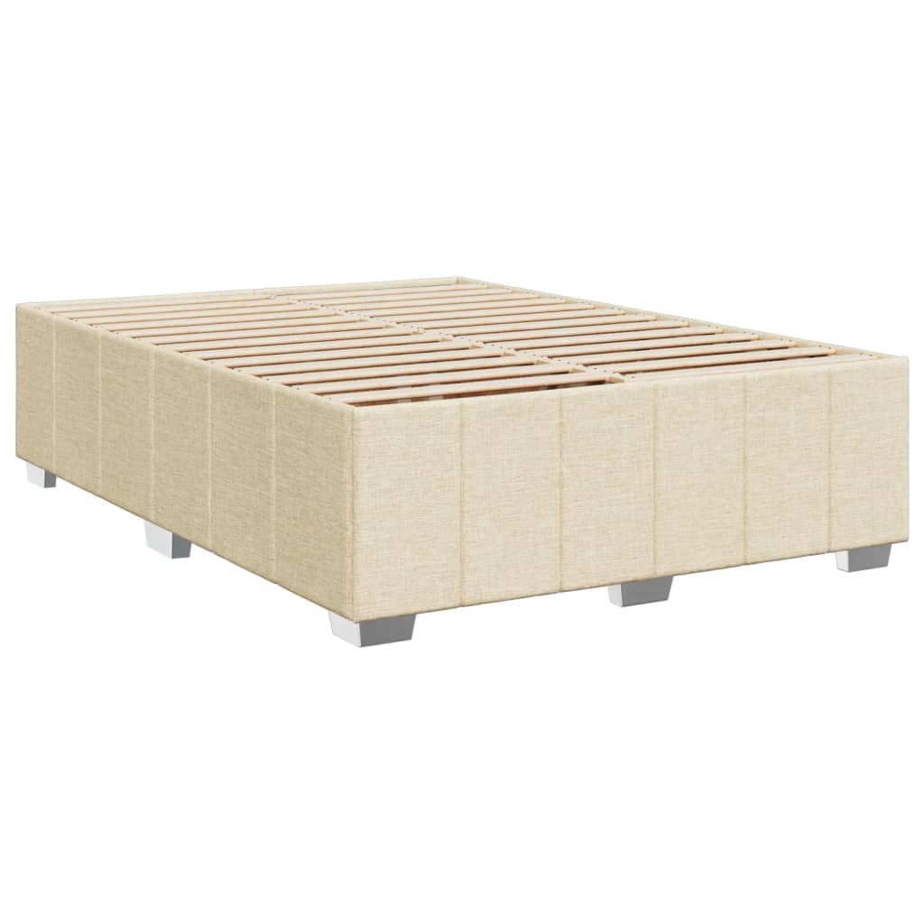 vidaXL Boxspringbett mit Matratze Creme 140x190 cm Stoff