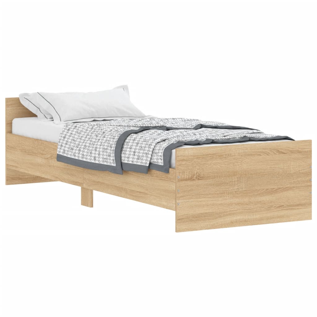 vidaXL Bettgestell ohne Matratze Sonoma-Eiche 75x190 cm Holzwerkstoff