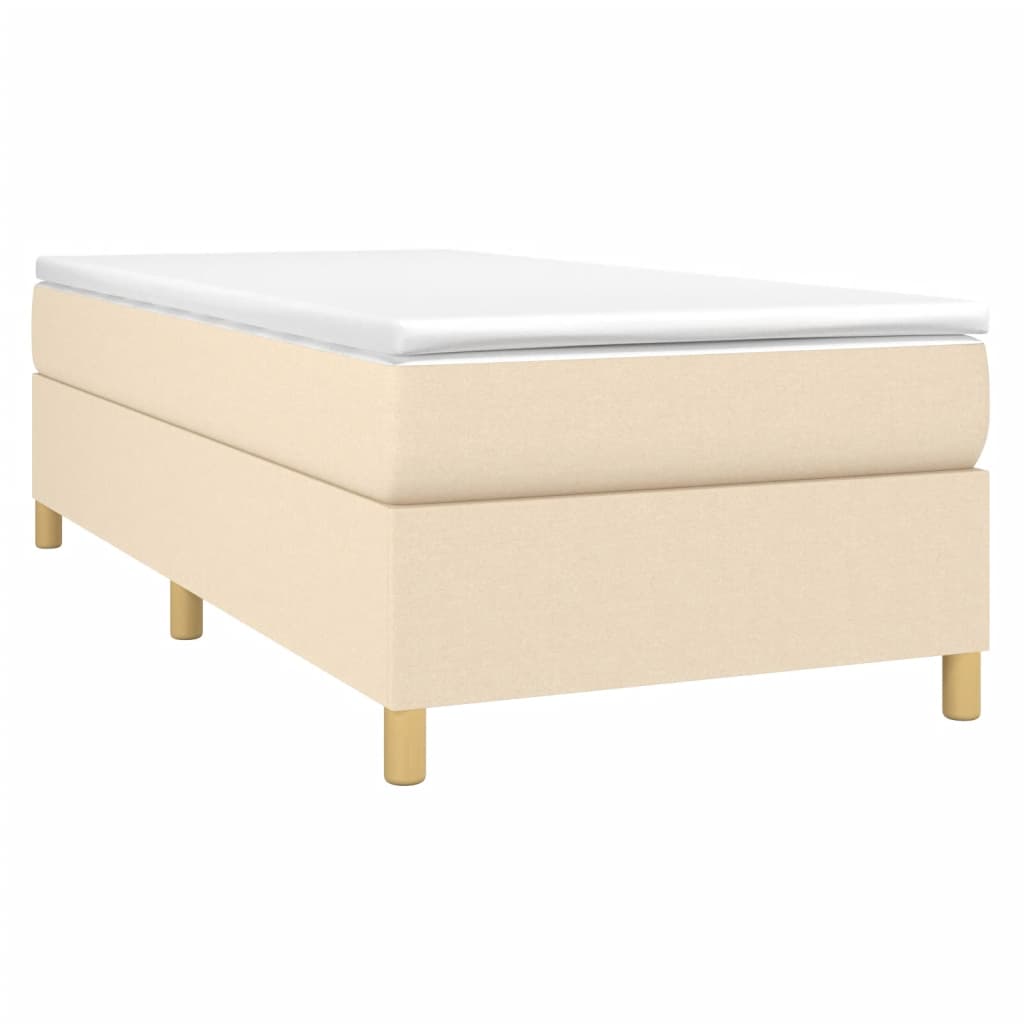 vidaXL Boxspringbett mit Matratze Creme 90x200 cm Stoff