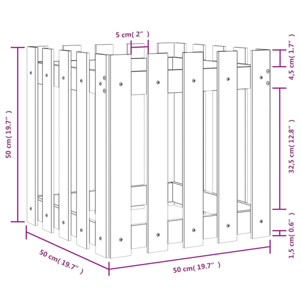 vidaXL Pflanzkübel Latten-Design 50x50x50 cm Kiefernholz Imprägniert