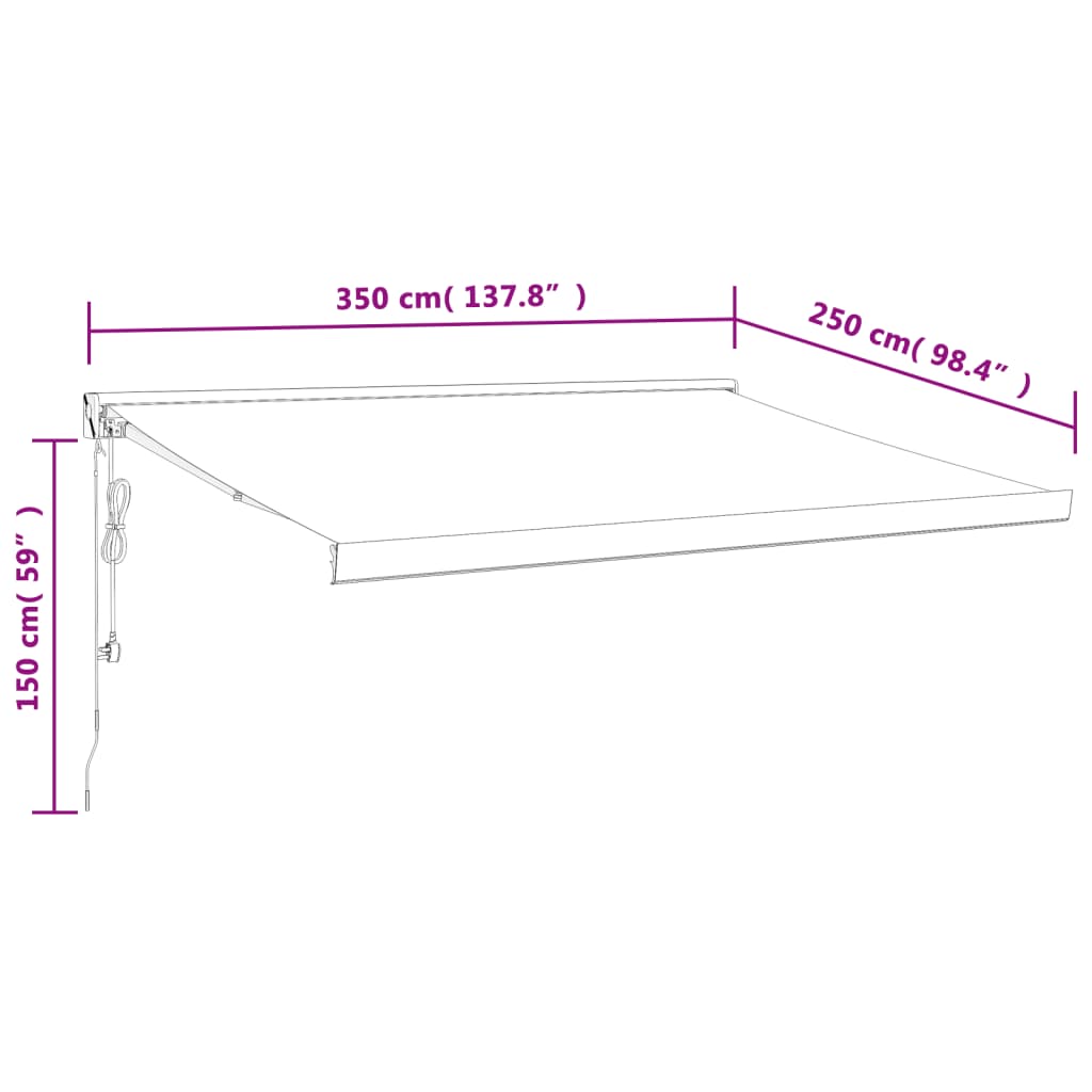 vidaXL Markise Einziehbar Anthrazit 3,5x2,5 m Stoff und Aluminium