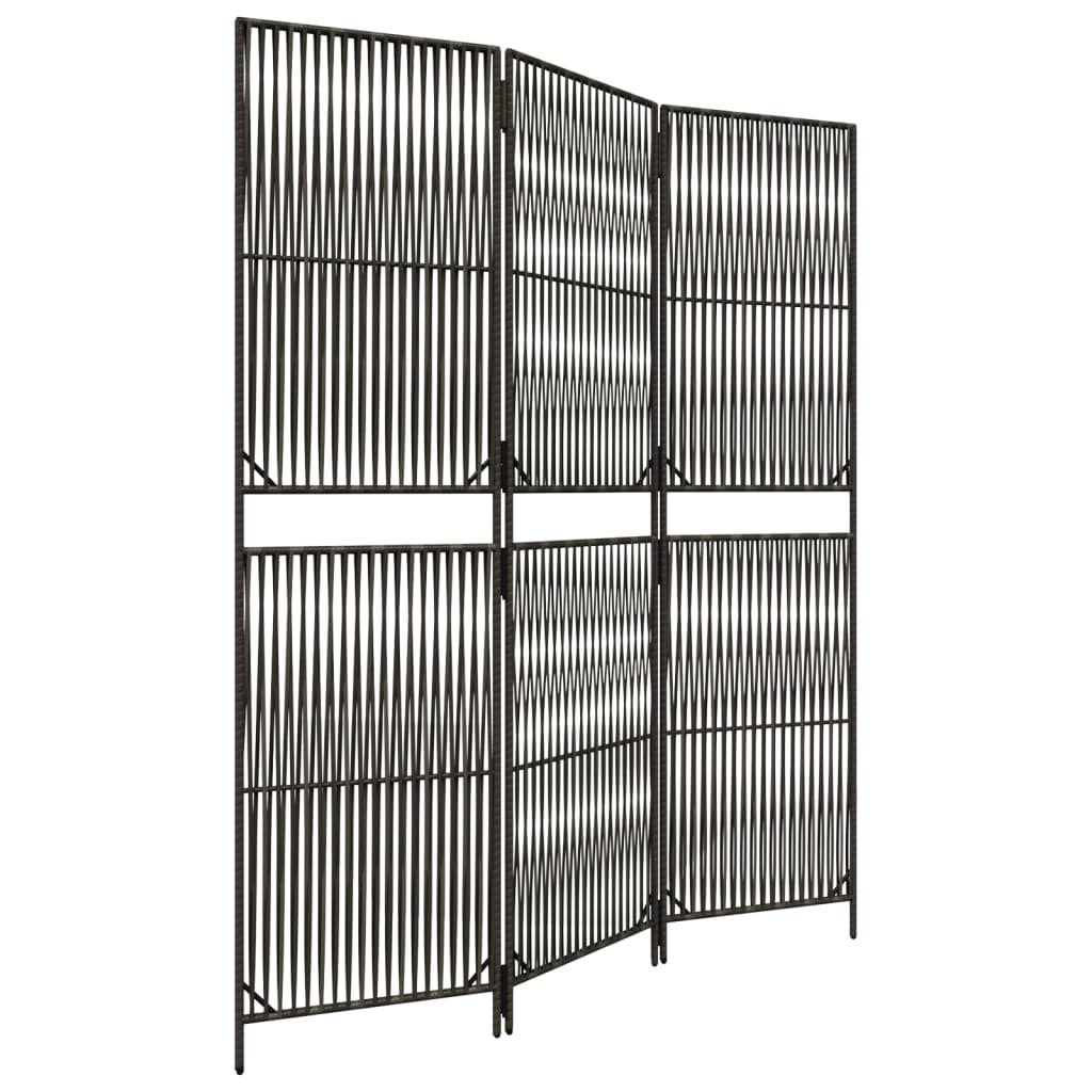 vidaXL Paravent 3-tlg. Grau Poly Rattan