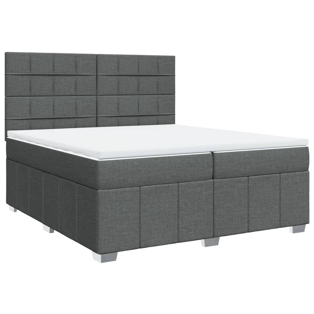 vidaXL Boxspringbett mit Matratze Dunkelgrau 200x200 cm Stoff