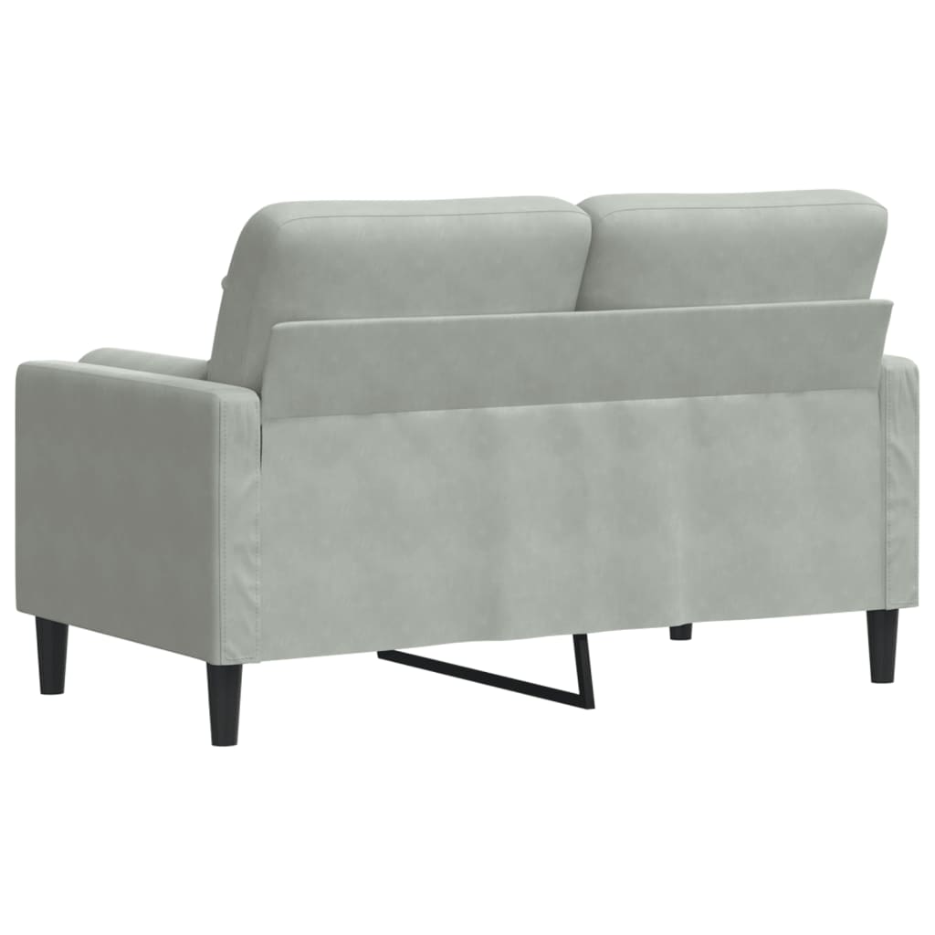 vidaXL 2-Sitzer-Sofa mit Zierkissen Hellgrau 120 cm Samt