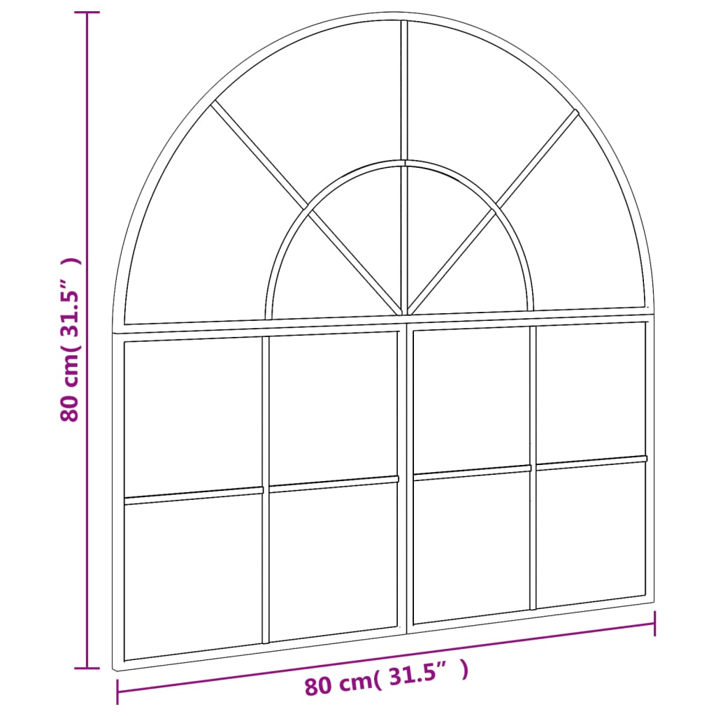 vidaXL Wandspiegel Schwarz 80x80 cm Gewölbt Eisen