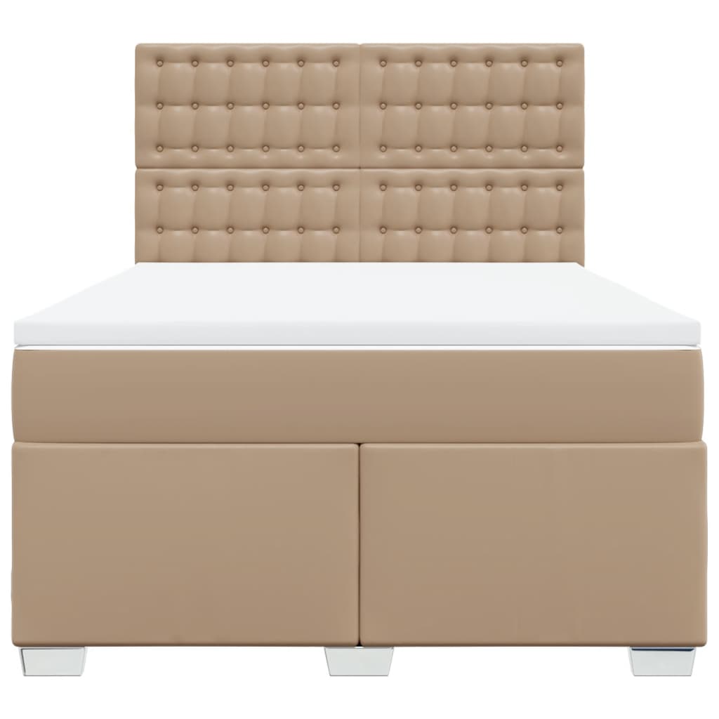 vidaXL Boxspringbett Matratze Cappuccino-Braun 140x200cm Kunstleder