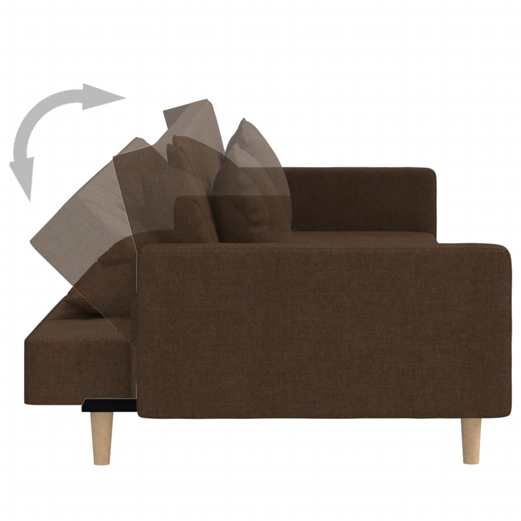 vidaXL Schlafsofa 2-Sitzer mit 2 Kissen Braun Stoff