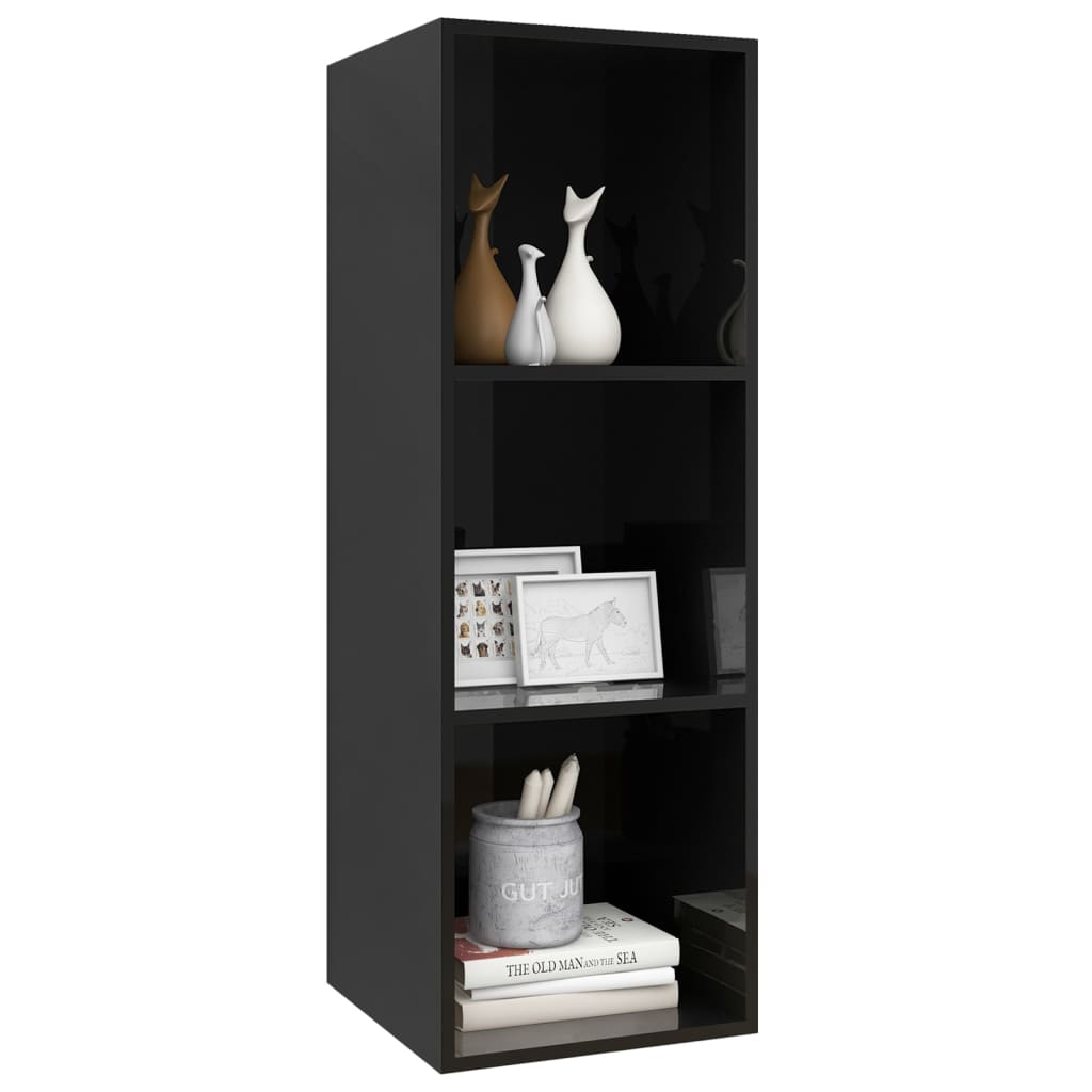 vidaXL TV-Wandschrank Hochglanz-Schwarz 37x37x107 cm Holzwerkstoff