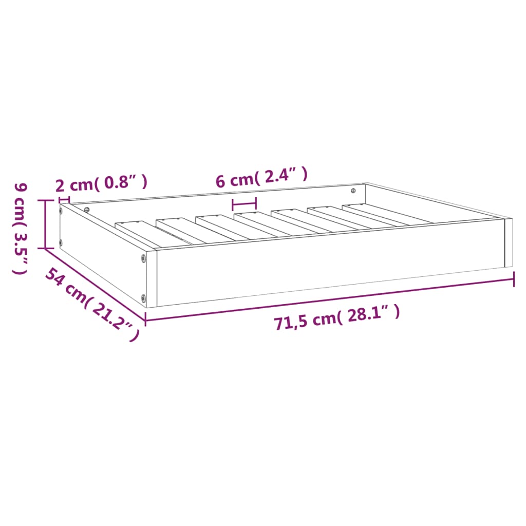 vidaXL Hundebett 71,5x54x9 cm Massivholz Kiefer