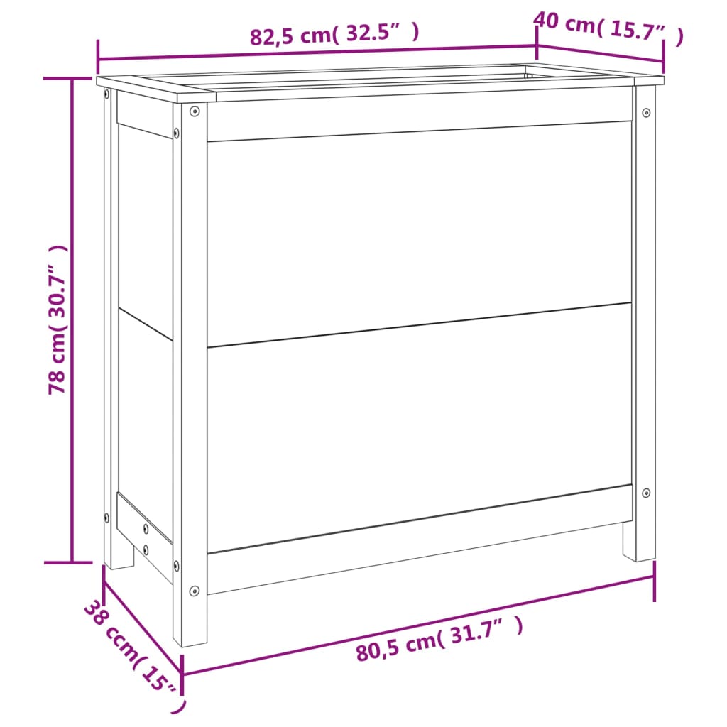 vidaXL Pflanzkübel 82,5x40x78 cm Massivholz Kiefer