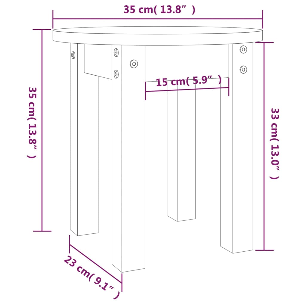 vidaXL Couchtisch Weiß Ø 35x35 cm Massivholz Kiefer