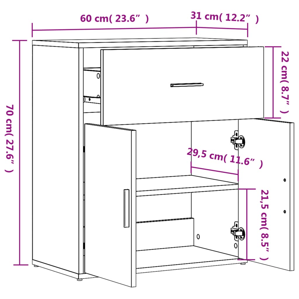 vidaXL Sideboard Sonoma-Eiche 60x31x70 cm Holzwerkstoff