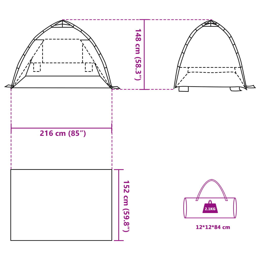 vidaXL Strandzelt 2 Personen Seegrün Quick Release Wasserdicht