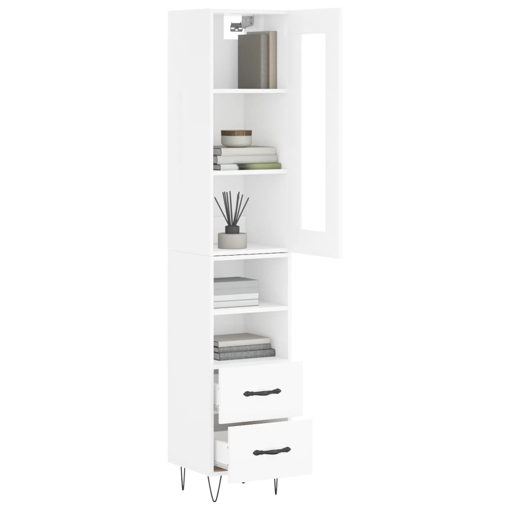 vidaXL Highboard Hochglanz-Weiß 34,5x34x180 cm Holzwerkstoff