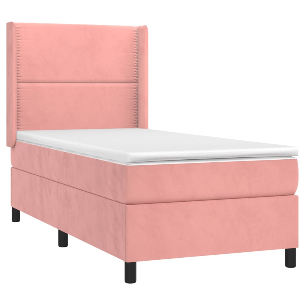 vidaXL Boxspringbett mit Matratze Rosa 100x200 cm Samt