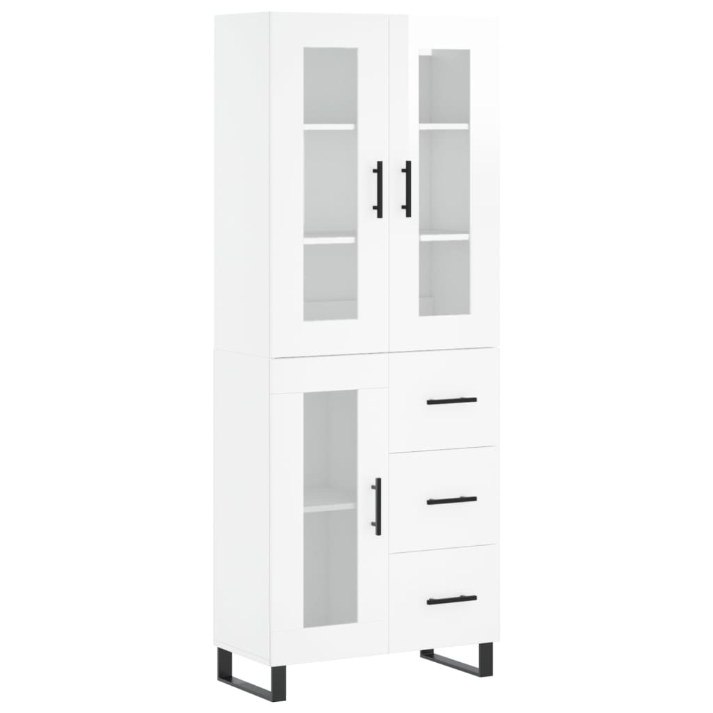 vidaXL Highboard Hochglanz-Weiß 69,5x34x180 cm Holzwerkstoff