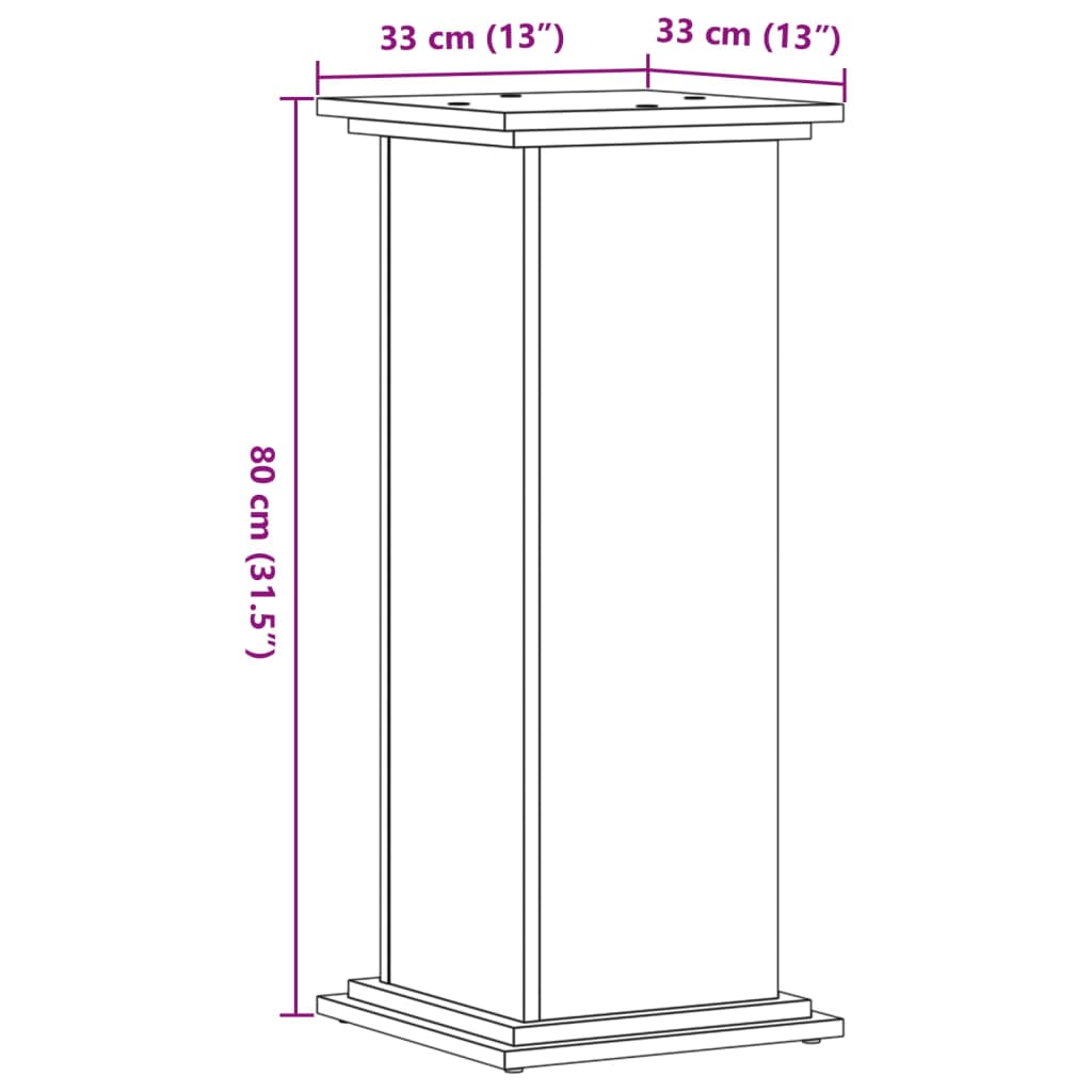 vidaXL Pflanzenständer Altholz-Optik 33x33x80 cm Holzwerkstoff