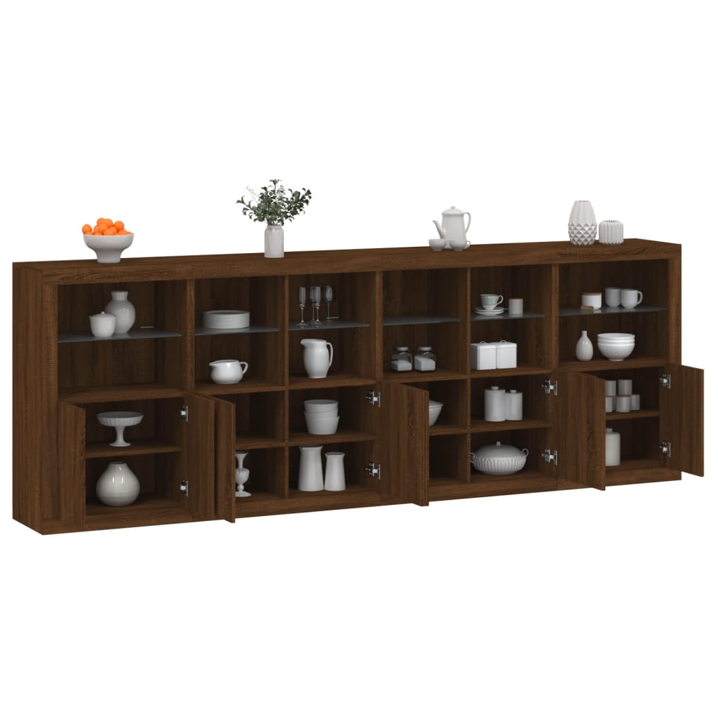 vidaXL Sideboard mit LED-Leuchten Braun Eichen-Optik 283x37x100 cm