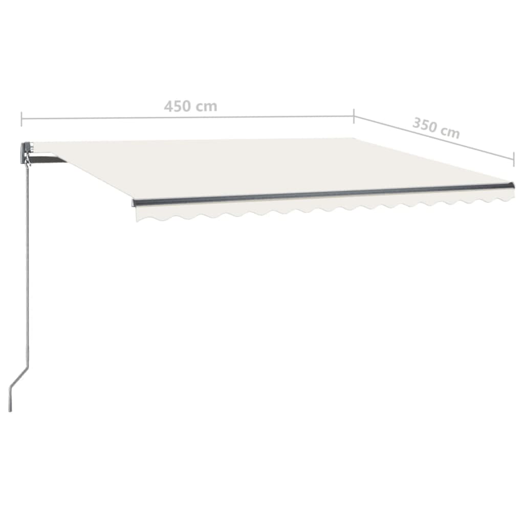 vidaXL Markise Manuell Einziehbar mit LED 450x350 cm Creme