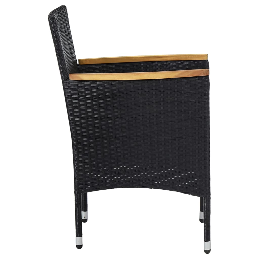 vidaXL 7-tlg. Garten-Essgruppe Poly Rattan Schwarz