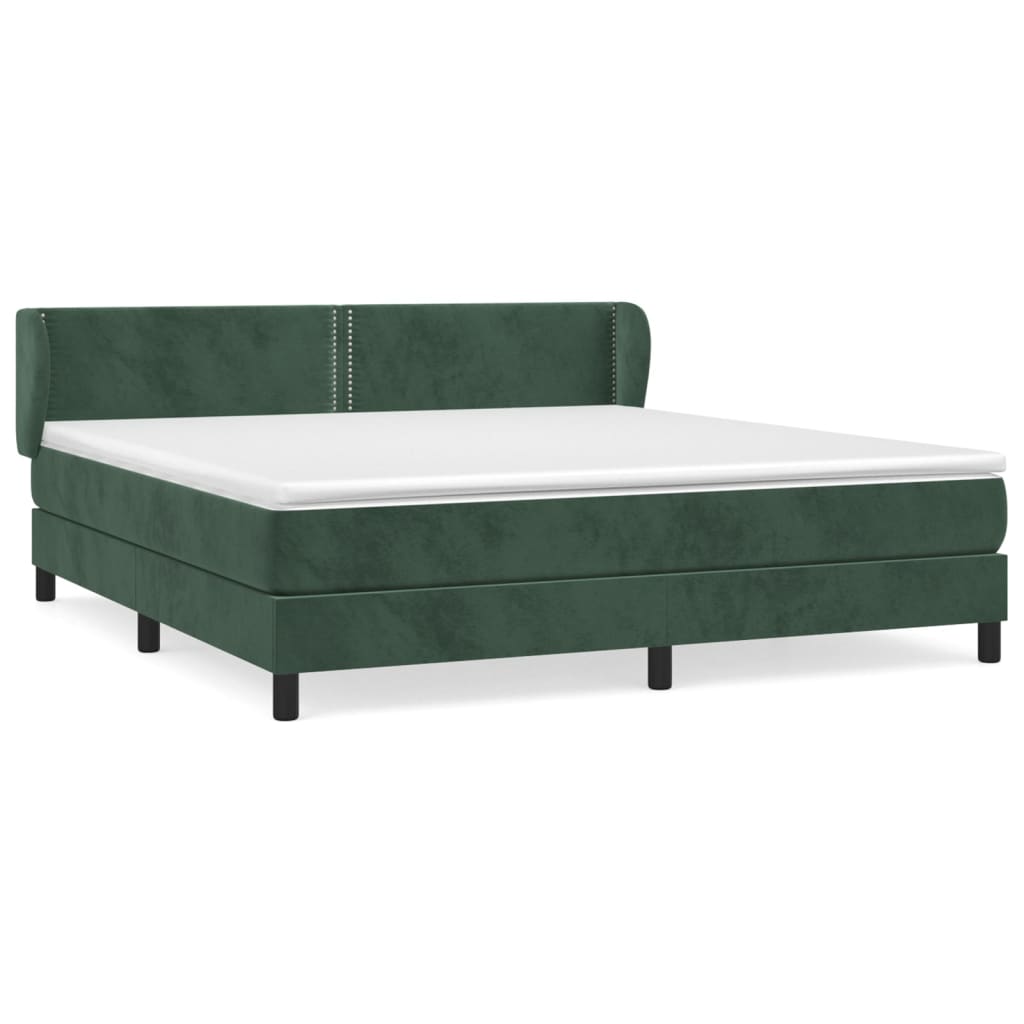 vidaXL Boxspringbett mit Matratze Dunkelgrün 180x200 cm Samt