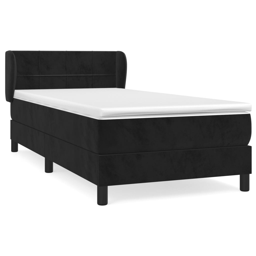 vidaXL Boxspringbett mit Matratze Schwarz 90x200 cm Samt