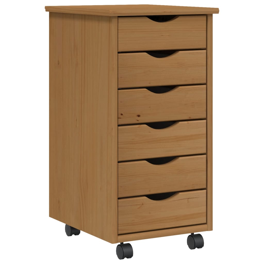 vidaXL Rollschrank mit Schubladen MOSS Honigbraun Massivholz Kiefer