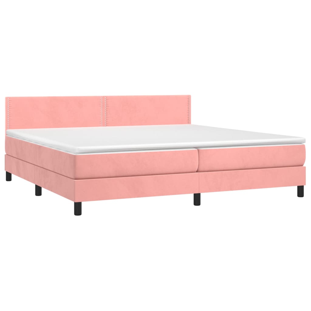 vidaXL Boxspringbett mit Matratze & LED Rosa 200x200 cm Samt