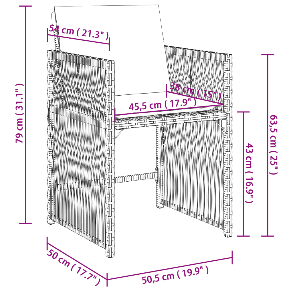 vidaXL 5-tlg. Garten-Essgruppe mit Kissen Schwarz Poly Rattan