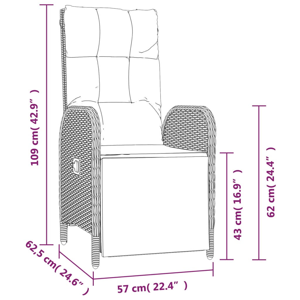 vidaXL 5-tlg. Garten-Essgruppe mit Kissen Schwarz Poly Rattan