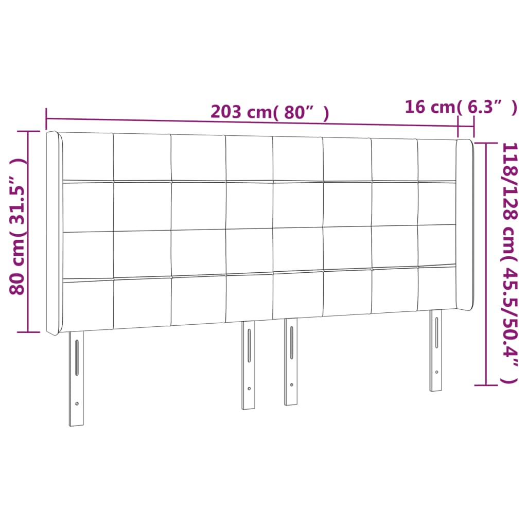 vidaXL LED Kopfteil Dunkelgrün 203x16x118/128 cm Samt