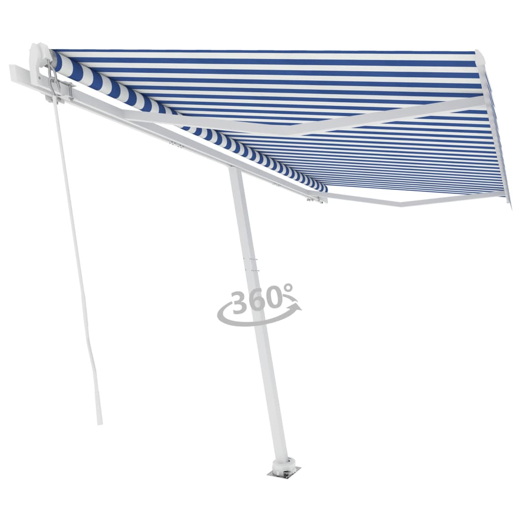 vidaXL Standmarkise Manuell Einziehbar 400x350 cm Blau/Weiß