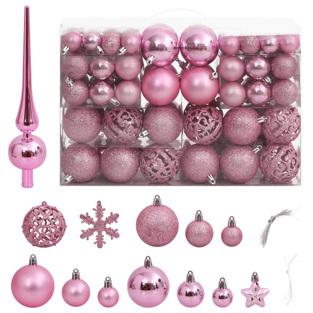 vidaXL 111-tlg. Weihnachtskugel-Set Rosa Polystyrol