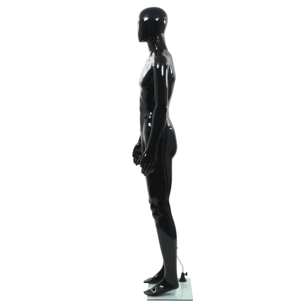 vidaXL Männliche Schaufensterpuppe mit Glassockel Schwarz 185 cm