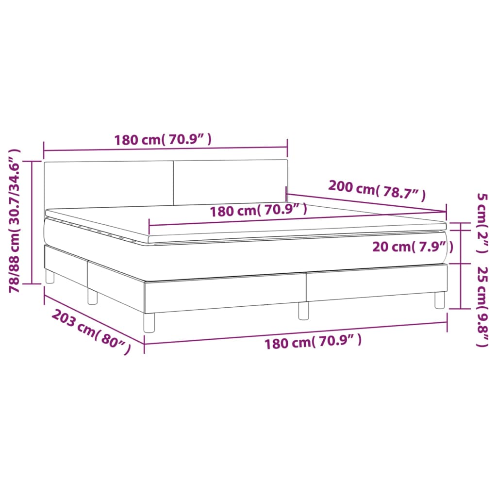 vidaXL Boxspringbett Matratze Cappuccino-Braun 180x200 cm Kunstleder