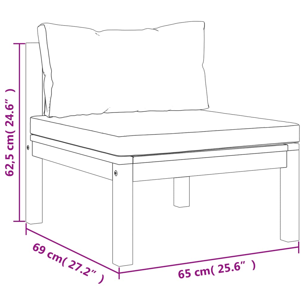 vidaXL 4-tlg. Garten-Lounge-Set mit Creme Kissen Massivholz Akazie